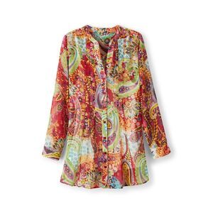 Soft Surroundings Bright Floral Paisley Park Tunic L